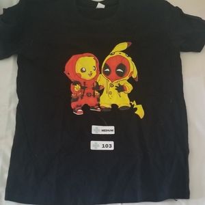 New Medium Deadpool & Pikachu T Shirt